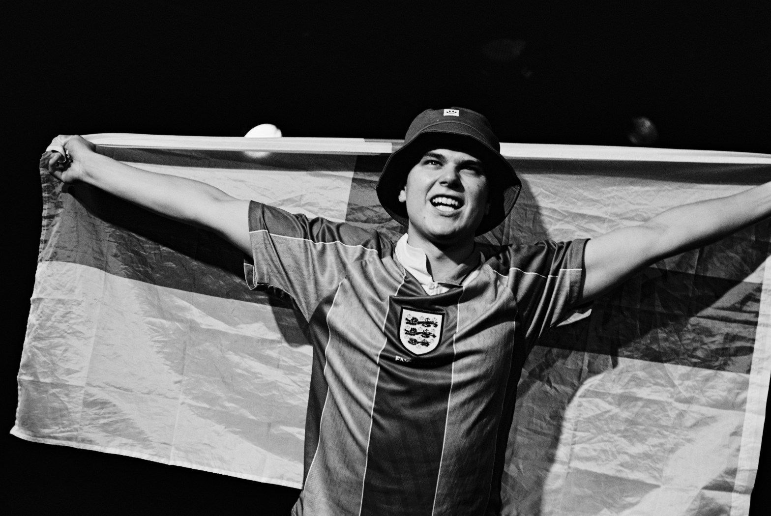 Actor holiding England flag